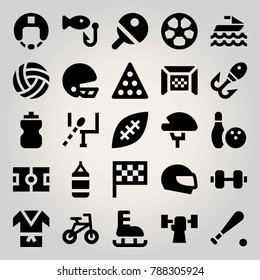 Sport vector icon set. ball, weightlifting, kimono and dumbbell