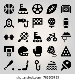 Sport vector icon set. bicycle, baseball, fishing and skateboard