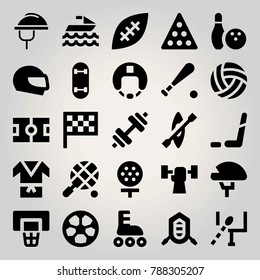 Sport vector icon set. billiard, volleyball , flag and basket case