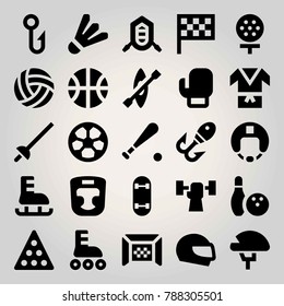 Sport vector icon set. boxing, basketball, football and gate