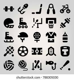 Sport vector icon set. field, american football, kimono and golf