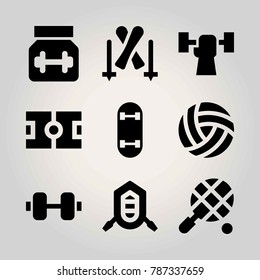 Sport vector icon set. football, volleyball , skateboard and skiing