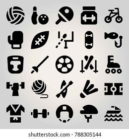 Sport vector icon set. football, kayak, boxing and ping pong