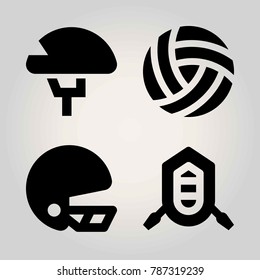 Sport vector icon set. helmet, volleyball , rafting and ball