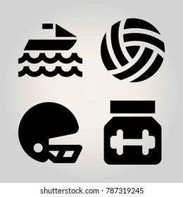 Sport vector icon set. helmet, jet ski, volleyball  and ball