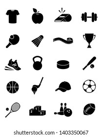 Sport vector icon set isolated on white background. 