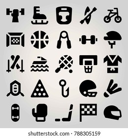 Sport vector icon set. jet ski, boxing mask, gate and skiing