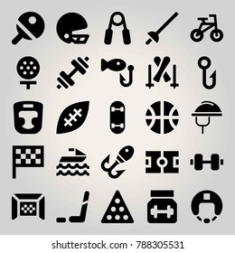 Sport vector icon set. jet ski, basketball, handgrip and ball