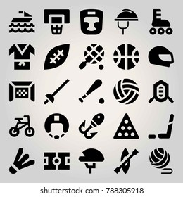Sport vector icon set. jet ski, volleyball , fishing and badminton