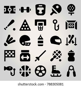Sport vector icon set. ping pong, billiard, basket case and gate