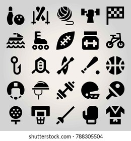 Sport vector icon set. ping pong, basket case, kimono and jet ski