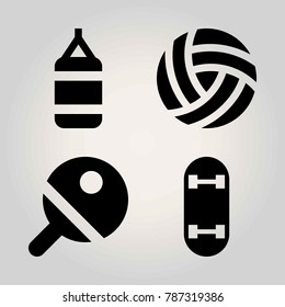 Sport vector icon set. punching bag, ping pong, volleyball  and ball