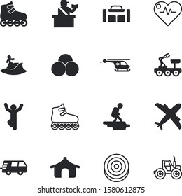 sport vector icon set such as: silhouette, house, prescription, youth, gardening, sitting, rural, focus, astronomy, warm, campsite, car, courier, dome, cardiology, cityscape, landscape, tractor, 3d