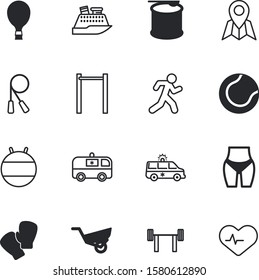 sport vector icon set such as: life, passenger, summer, button, style, pair, garden, jump, icons, boxer, beat, boxing, nature, ship, aerostat, vintage, location, sports, waistline, young, outline