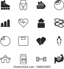 sport vector icon set such as: presentation, medicine, liner, dome, barbell, electrocardiogram, biceps, vitamins, outdoor, green, forecast, pulse, skate, doodle, gloves, before, vessel, sea, arm