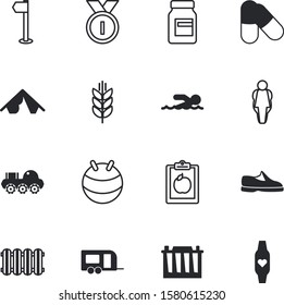 sport vector icon set such as: voltage, sit, hour, tent, supplement, dome, tourist, line, spaceship, walking, weight, electricity, rye, stop, industrial, astronomy, vitamins, smart, gold, stretching