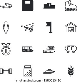 sport vector icon set such as: public, shipment, bread, deck, rollers, tummy, rollerblades, automobile, boat, organic, power, pole, weights, classic, relaxation, belly, ear, web, tool, structure