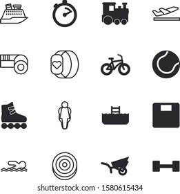 sport vector icon set such as: touch, beauty, railroad, after, take, obese, perfection, flight, losing, steel, airport, locomotive, plane, aiming, technology, rollerblades, liner, red, strong, cool