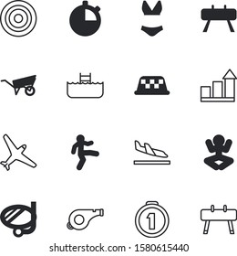 sport vector icon set such as: dart, police, countdown, service, sitting, cart, arrivals, ceremony, bra, attention, financial, editable, football, emblem, barrow, farm, women, pool, balance, report