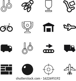 sport vector icon set such as: accuracy, building, cup, airline, shuttlecock, distribution, broken, shuttle, reward, export, place, aerobic, trolley, aviation, yoga, fit, cycle, house, event, goal