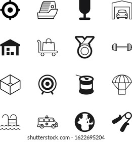sport vector icon set such as: post, journey, abstract, leisure, aid, supplement, metal, rescue, logistic, parachute, round, van, supplements, protein, food, winner, case, passenger, network, estate