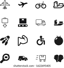 sport vector icon set such as: race, clinic, arm, production, passenger, bicycle, store, disable, birdie, hospital, industry, seat, gym, shuttlecock, order, parcel, building, cartoon, lines, concept