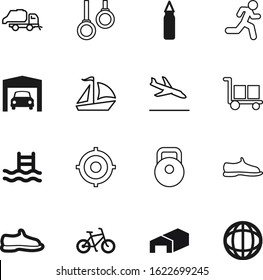 sport vector icon set such as: earth, bodybuilding, swimming, muscle, ride, trash, punching, www, garage, urban, bike, cycle, wheel, market, accurate, art, body, sphere, mountain, ladder, wave, boat
