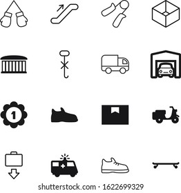 sport vector icon set such as: door, moped, skateboard, cargo, stair, plane, metal, bag, luggage, place, direction, gloves, traffic, logistics, weight, boxes, baggage, punch, skater, support, storage