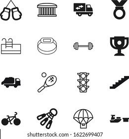 sport vector icon set such as: company, airport, win, tracker, gym, bodybuilding, rosette, outdoor, blank, pictogram, boat, light, air, recycling, information, monitor, bicycle, lifestyle, floor
