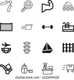 sport vector icon set such as: road, earth, border, fit, old, robot, wheel, abstract, dumbbell, protect, exploration, holiday, security, sail, template, warehouse, stop, rover, square, lamp, spring