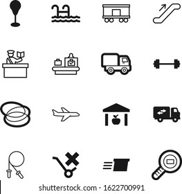 sport vector icon set such as: monitor, closed, customs, company, magnifier, industrial, swimming, airplane, house, pool, skipping, scan, escalator, belt, caution, information, crime, lorry, punching