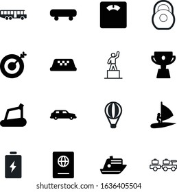 sport vector icon set such as: championship, foot, limo, bag, mass, hand, reward, limousine, tour, security, adventure, station, win, windsurf, windsurfing, delivery, body, dieting, care, bus, flight