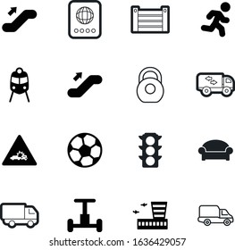 sport vector icon set such as: barbell, vacation, balance, round, lorry, export, jogging, distribution, crash, seat, logistics, cardboard, front, aircraft, outdoor, railway, world, vibrant, open
