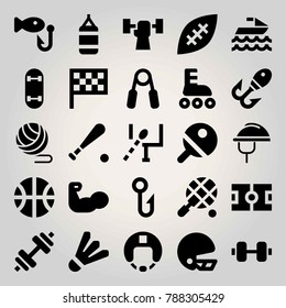 Sport vector icon set. tennis, ball, football and jet ski