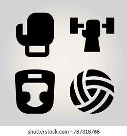 Sport vector icon set. volleyball , weightlifting, boxing and boxing mask