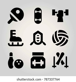 Sport vector icon set. volleyball , ball, skateboard and ice skate