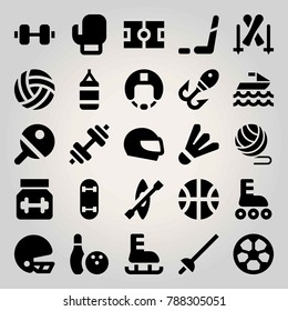 Sport vector icon set. volleyball , field, fencing and ball