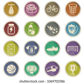 sport vector icons in the form of round paper labels