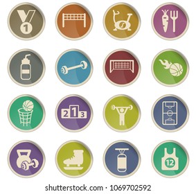 sport vector icons in the form of round paper labels