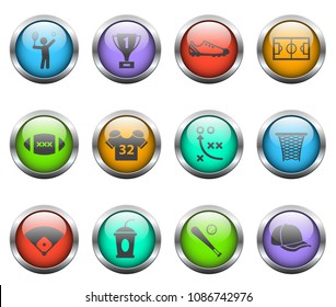 sport vector icons on color glass buttons