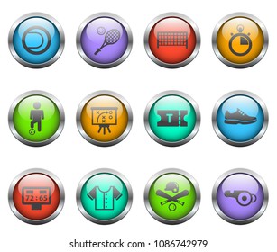 sport vector icons on color glass buttons
