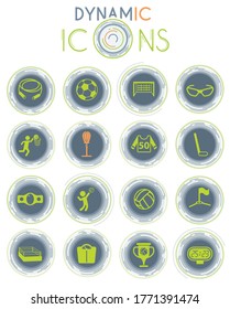 sport vector icons on white background with dynamic lines for animation for web and user interface design