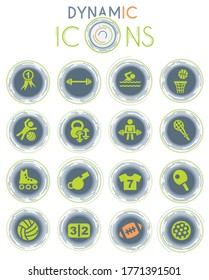 sport vector icons on white background with dynamic lines for animation for web and user interface design