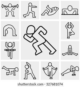 Sport vector icons set on gray