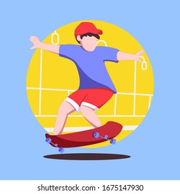 Ilustración vectorial deportiva, diversión, patinaje deportivo