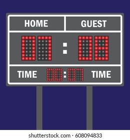 Sport vector illustration scoreboard. Score game display, digital time information result