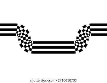 Sport vector pattern of black stripes on a white background. Modern dynamic design element for advertising, interior, packaging, games. Trendy vector background. Checkered finish ribbon.