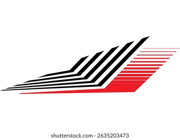 Sport vector red and black pattern for auto, moto, sportswear, toy. Racing striped design element. Speed ​​vector background with retro 
lines