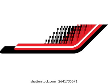 Sport Vector red and black pattern on white background. Racing design element for sports car, boat, sportswear, toy. Vector background. Racing, speed. Dynamic stripe