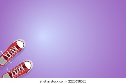 Deportes vectoriales zapatos rojos sobre fondo violeta. Gran elemento para su diseño de fondo.